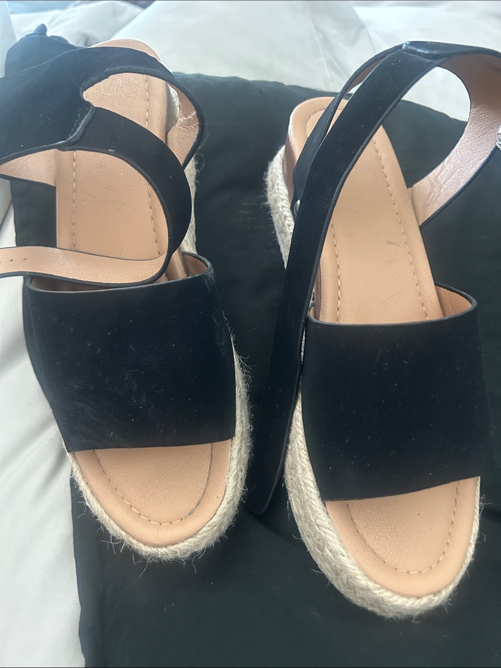 Black Espadrille Platform Sandals - Women